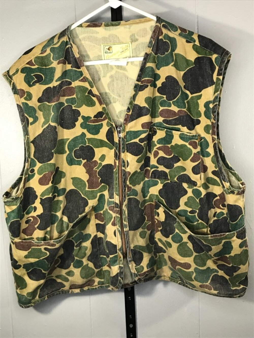 Vintage American Field Camouflage Vest Duck Back Made In USA Mens Sz XL Hunting